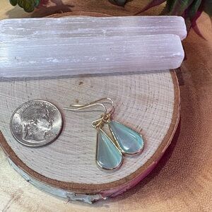 Elegant Gold & Baby blue Teardrop Earrings✨🩵